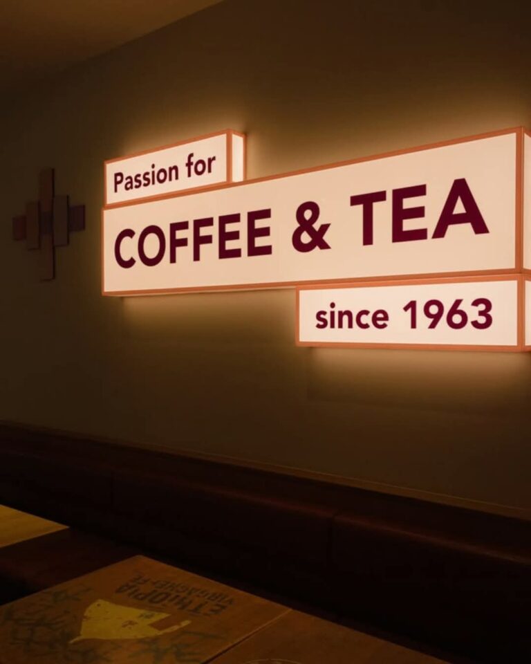 Backlit light box sign in a cafe